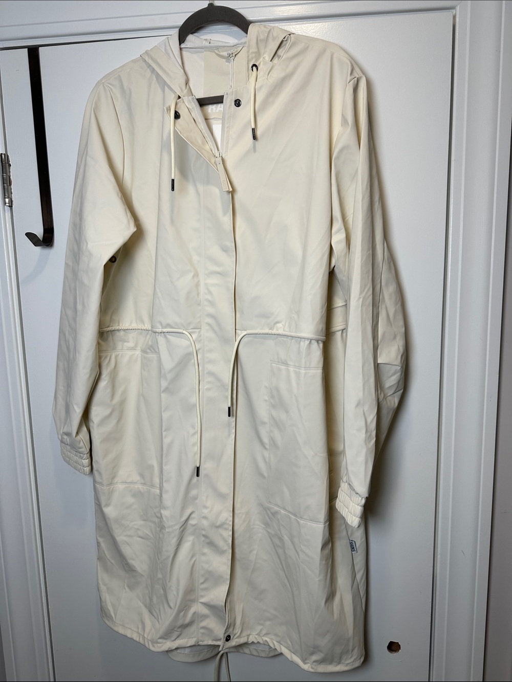 Rains Cream Hooded Trench Coat (17)